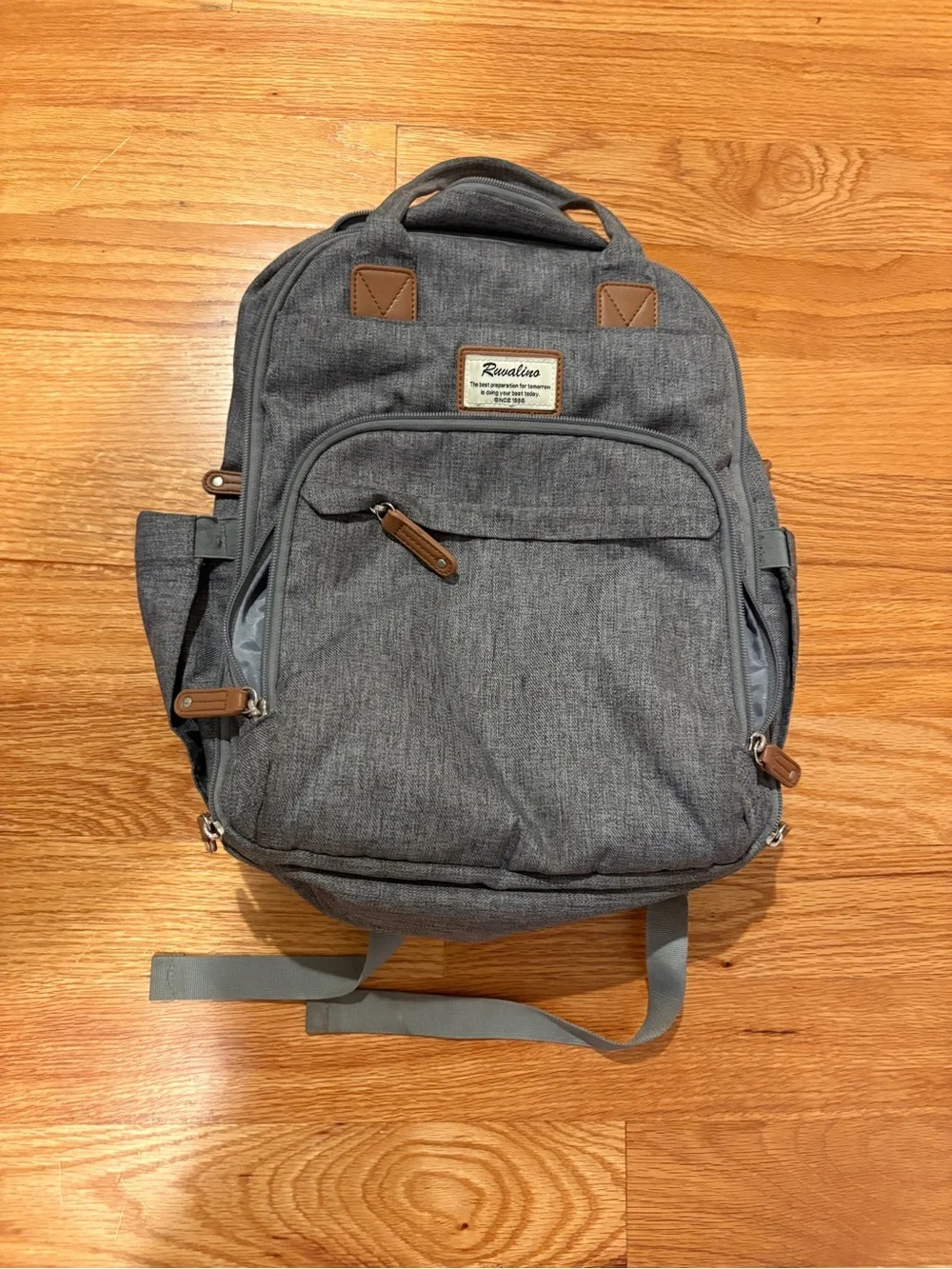 Ruvalino Diaper Bag- Grey with 10 pockets & changing pad included